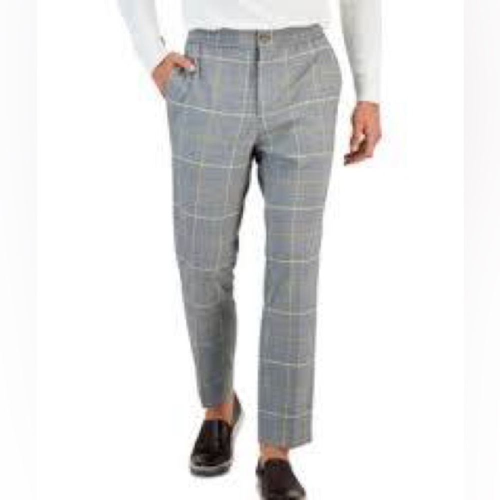 NWT SIZE L Club Room Gray Plaid Dress Pants